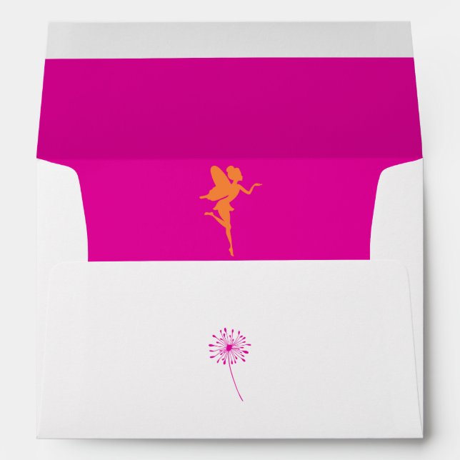 Minimalist Fairy Girl Birthday Return Address Envelope (Back (Bottom))