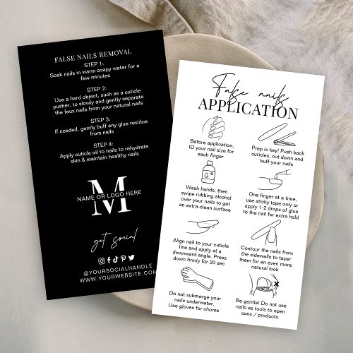 Minimalist Fake Nails Care  Application Guide Business Card