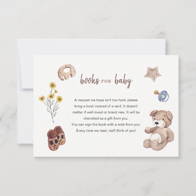 Minimalist fall Baby Shower Books Request card (Front)