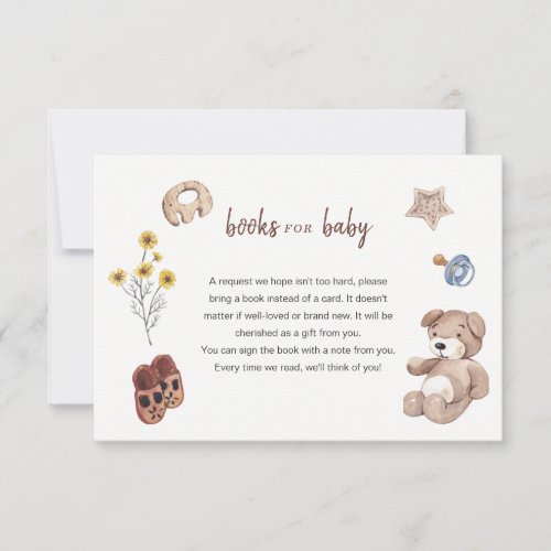 Minimalist fall Baby Shower Books Request card