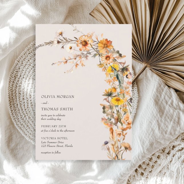 Minimalist fall colors boho meadow wildflowers   invitation (Minimalist fall colors boho meadow wildflowers invitation)