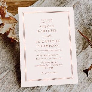 Minimalist Fall Cream and Terracotta Wedding Invitation