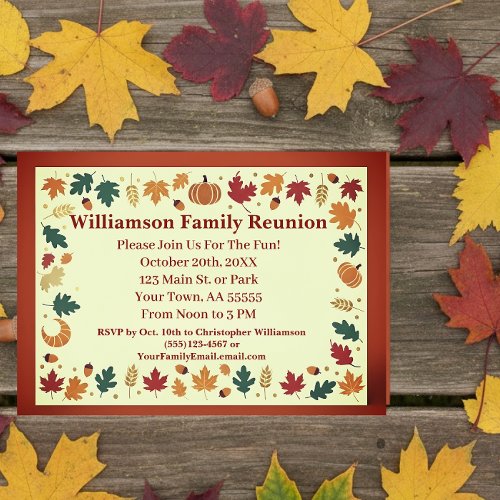 Minimalist Fall Family Reunion Custom Card