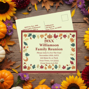Minimalist Fall Family Reunion Custom Postcard
