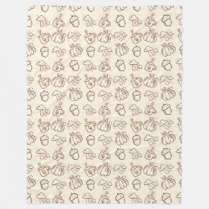 Minimalist Fall Harvest Doodle Fleece Blanket
