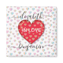 Minimalist Fall in Love Heart with heart speckles Magnet