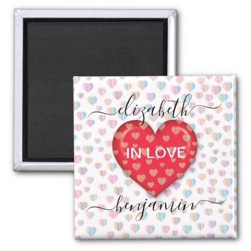 Minimalist Fall in Love Heart with heart speckles Magnet