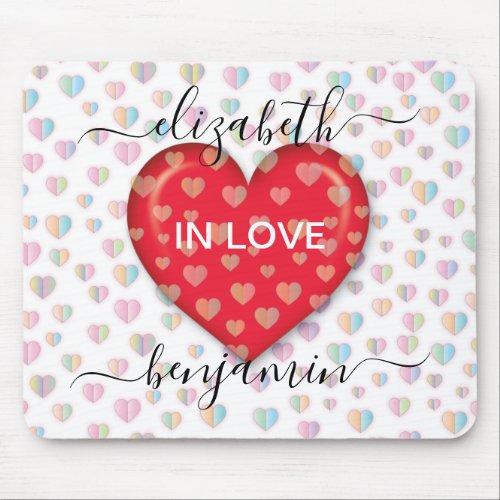 Minimalist Fall in Love Heart with heart speckles Mouse Pad