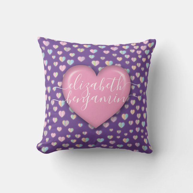 Minimalist Fall in Love Heart with heart speckles Throw Pillow (Front)