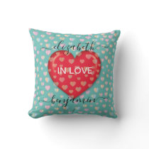 Minimalist Fall in Love Heart with heart speckles Throw Pillow