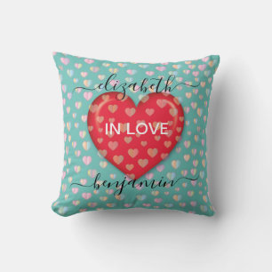 Minimalist Fall in Love Heart with heart speckles Throw Pillow