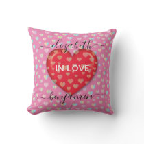 Minimalist Fall in Love Heart with heart speckles Throw Pillow