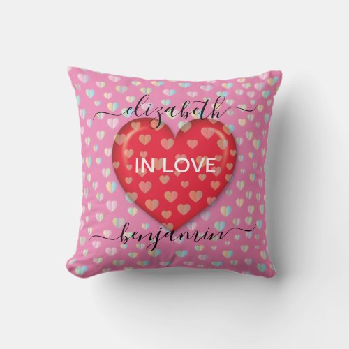 Minimalist Fall in Love Heart with heart speckles Throw Pillow
