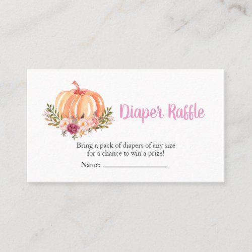 Minimalist Fall Pumpkin Baby Shower Diaper Raffle Business Card