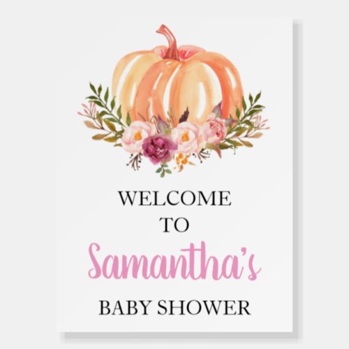 Minimalist Fall Pumpkin Baby Shower Welcome Sign