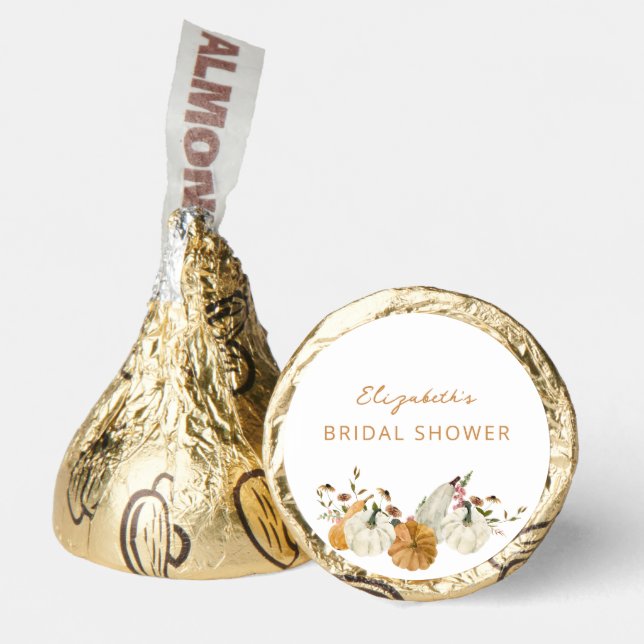 Minimalist Fall Pumpkin Floral Bridal Shower Hershey®'s Kisses® (Front)