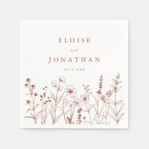 Minimalist fall Terracotta Wildflower Boho Wedding Napkins