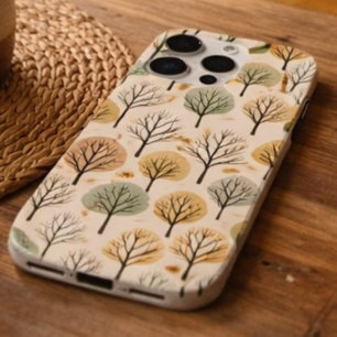 Minimalist Fall Tree Pattern Pastel Autumn Forest iPhone 15 Pro Max Case