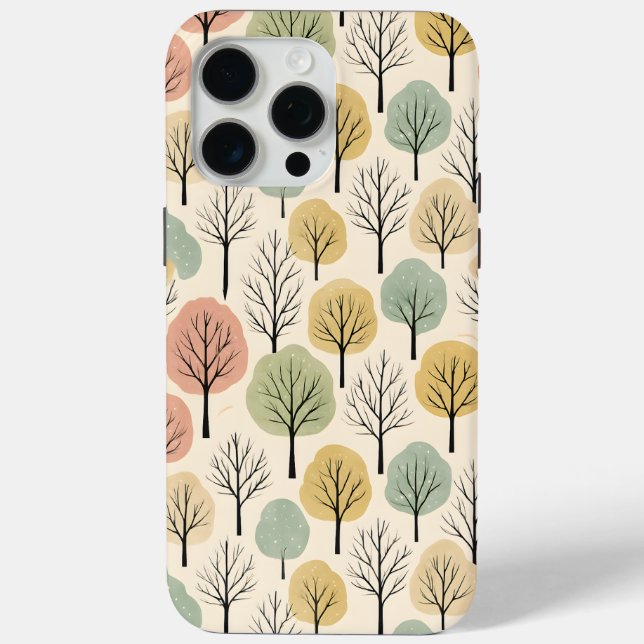 Minimalist Fall Tree Pattern Pastel Autumn Forest Case-Mate iPhone Case (Back)