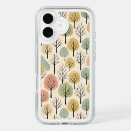 Minimalist Fall Tree Pattern Pastel Autumn Forest iPhone 16 Case