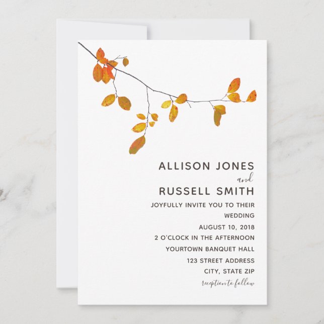 Minimalist Fall Wedding Invitation (Front)