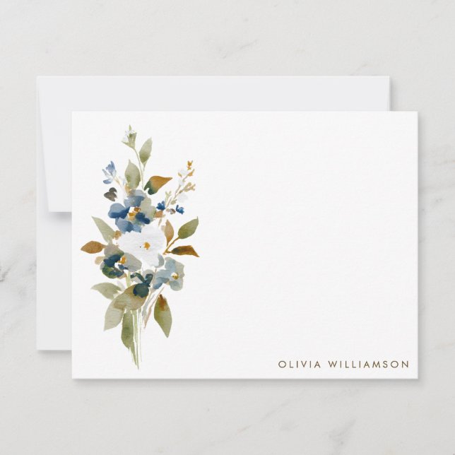 Minimalist Fall Wildflower Personalized Stationery Note Card (Front)