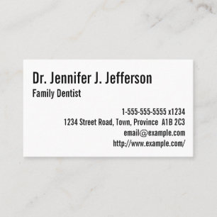 Minimalist Family Dentist Business Card