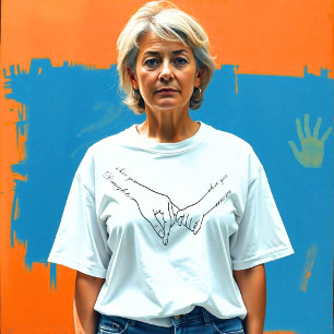 Minimalist Family Hand Holding Art – One Line Draw T-Shirt