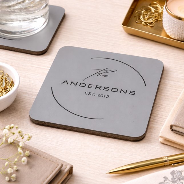 Minimalist Family Monogram Beverage Coaster (Creator Uploaded)