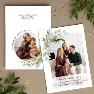 Minimalist Family of Four First Christmas Photo Holiday Card