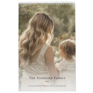 Minimalist Family Photo Personalized Wall Calendar