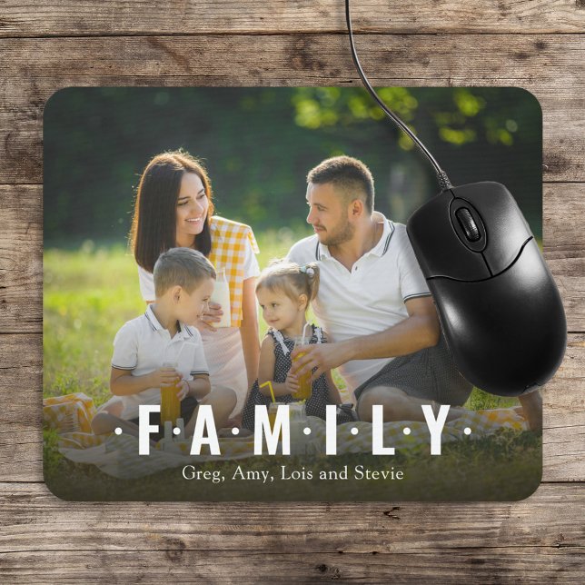 Minimalist Family Photo Script Typography  Mouse Pad (Creator Uploaded)