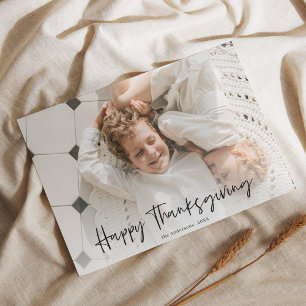 Minimalist Family Photo Thanksgiving Postcard
