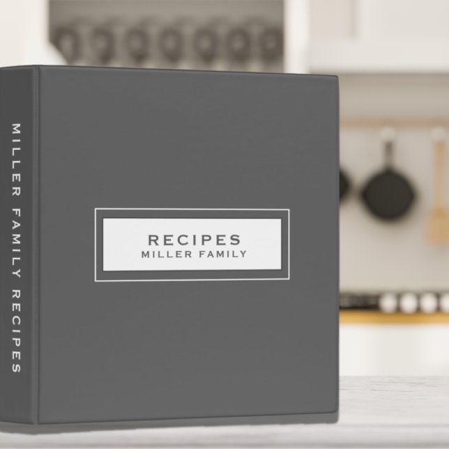 Minimalist Family Recipes Gray 3 Ring Binder (Creator Uploaded)