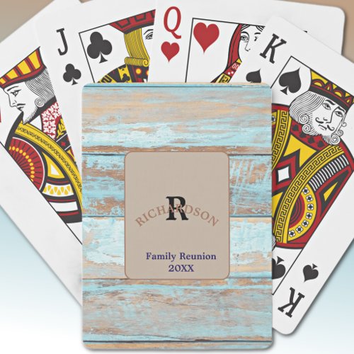 Minimalist Family Reunion Weathered Patina Wood Poker Cards