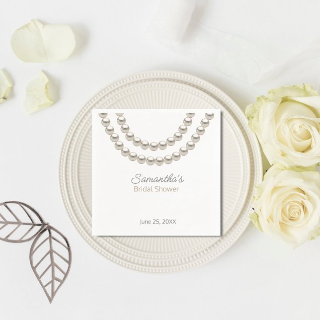 Minimalist fancy Pearl necklace Bridal Shower Napkins (Creator Uploaded)