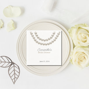 Minimalist fancy Pearl necklace Bridal Shower Napkins