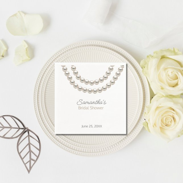 Minimalist fancy Pearl necklace Bridal Shower Napkins (Creator Uploaded)