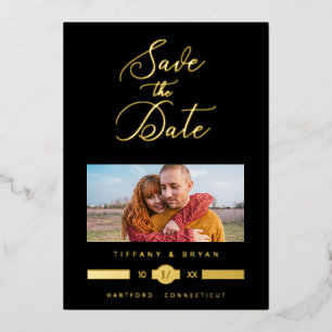 Minimalist Fancy Photo Real Gold Effect Typography Foil Invitation