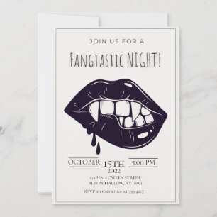 Minimalist Fangtastic Halloween Party Invitation