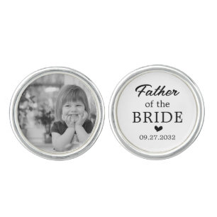 Minimalist Father of the Bride Heart Photo Cufflinks