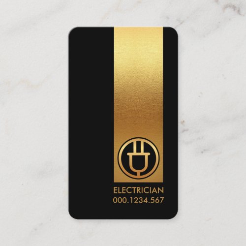 Minimalist Faux Gold Column Electrician Business Card