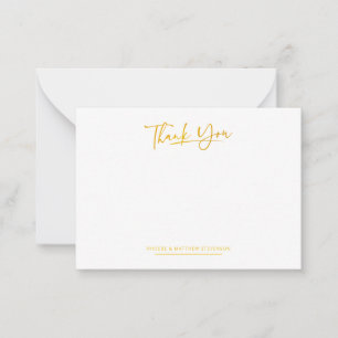 Minimalist Faux Gold Hand-Lettered Thank You Note Card