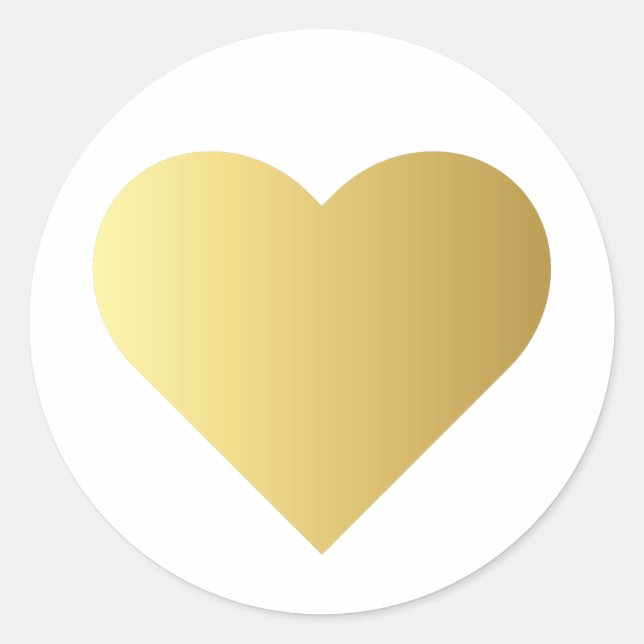 Minimalist Faux Gold Heart Classic Round Sticker (Front)