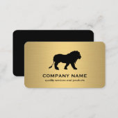 Minimalist Faux Gold Metallic / Lion Icon Business Card (Front/Back)