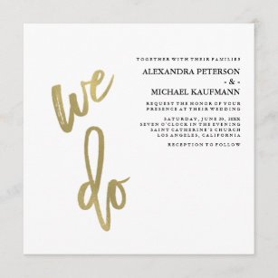 Minimalist Faux Gold Typography Wedding Invitation