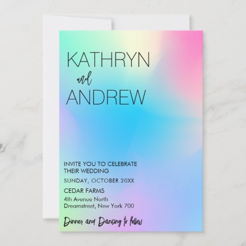 Minimalist Faux Holographic Wedding Invitation