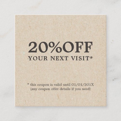 Minimalist Faux Kraft Brown Bold Salon Discount Card