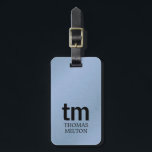 Minimalist Faux Metal Blue Black Bold Monogram QR  Luggage Tag<br><div class="desc">Modern fully customizable luggage tag design with bold monogram,  texture blue and black background. Add your QR code with your contact details.
Instantly accessible contact info means your bag always knows its way back :)</div>