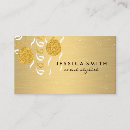 Minimalist Faux Metallic Gold Brushed  Balloons Business Card